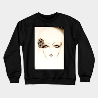 PALE 70S WOMAN ART DECO FACE SKETCH Crewneck Sweatshirt